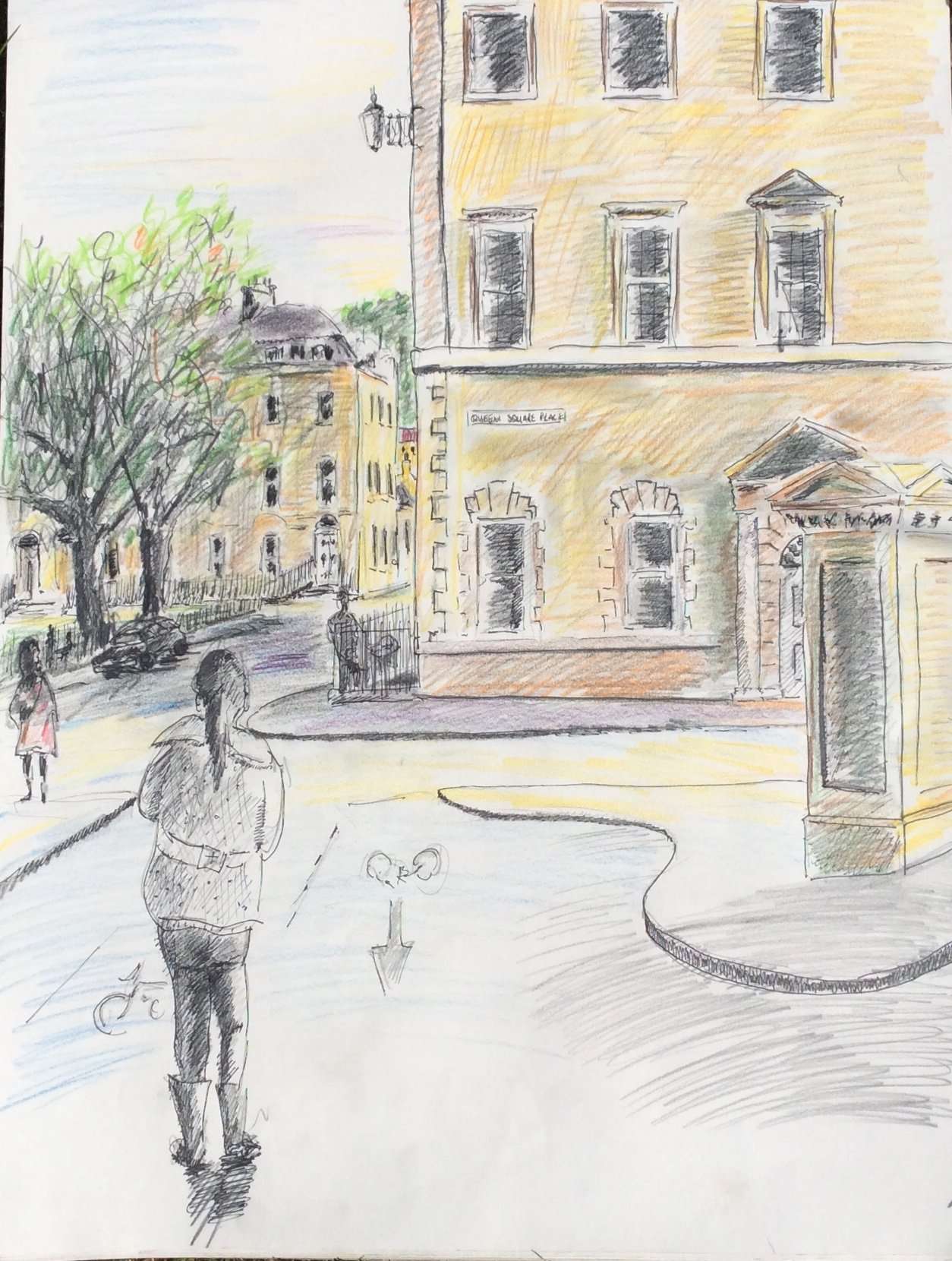 Sketch of Queen square ,Bath.